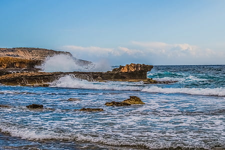 ola, romper, Costa, mar, roca, agua, naturaleza