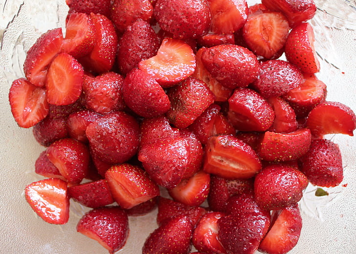 Erdbeeren, gezuckert, rot, suss, Sommer