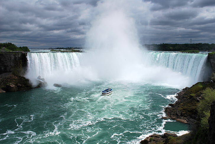 Niagara falls, vandfald, floden, scene, landskab, naturskønne, turisme