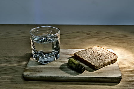 dinner, bread, dry, water, cucumber, poverty, food