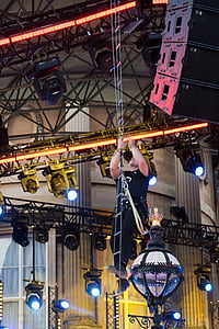 gréeur éclairage, échelle de fil, d’escalade, éclairage de scène, Palais de Buckingham, festival de couronnement, 1953-2013