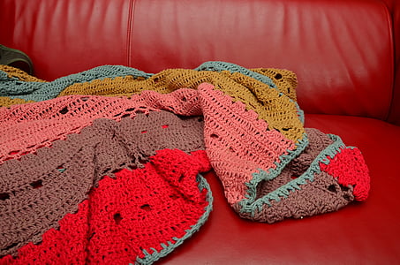 Crochet chăn, ghế sofa, đi văng, chăn, lao động tay, ngồi, ấm cúng