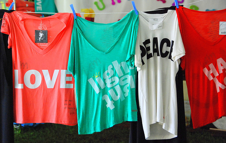 hippie, amour, lumière, paix, vêtements, vêtements, t-shirt