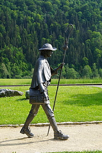 Wanderer, senderismo, estatua de, sendero, Beuron, Alemania
