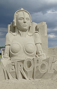 sand sculpture, sand, art, metropolis sculpture