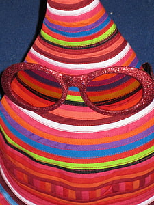 καπέλο, πολύχρωμο, χρώμα, γυαλιά, ροζ, ροζ γυαλιά, Καρναβάλι