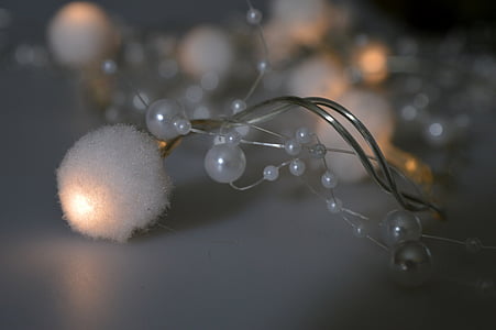 baggrundsbillede, lys, bolde, perler, kæde, jul, dekoration