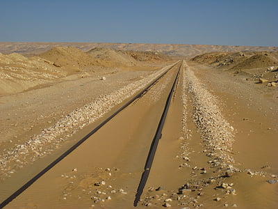 linha férrea, gleise, Egito, deserto, areia, Sahara, África