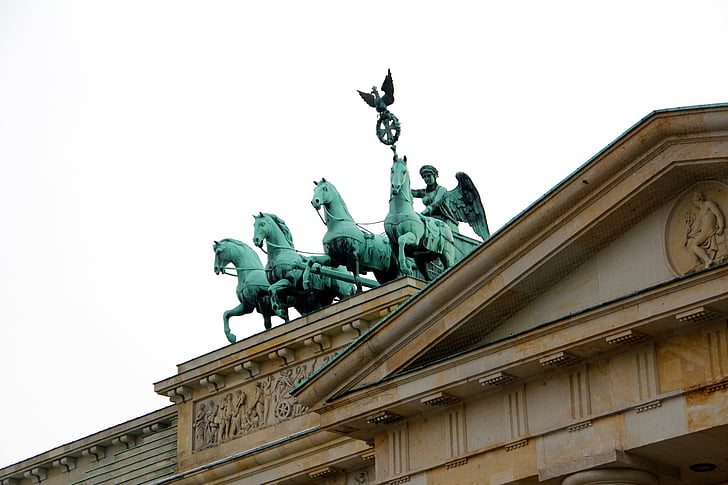 berlin, brandenburg gate, quadriga, columnar, landmark, goal, brandenburg