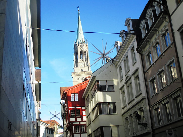 laurenzenkirche, St gallen, kostel, Architektura, kostelní věž, obloha, budova