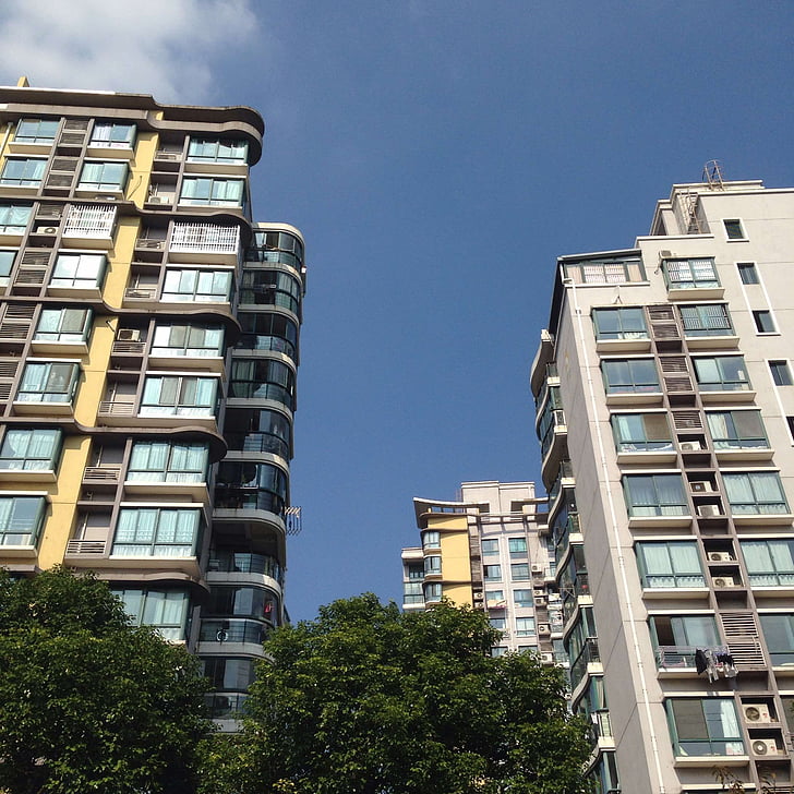 gemenskapen, blå himmel, bra luft, Shanghai gemenskapen