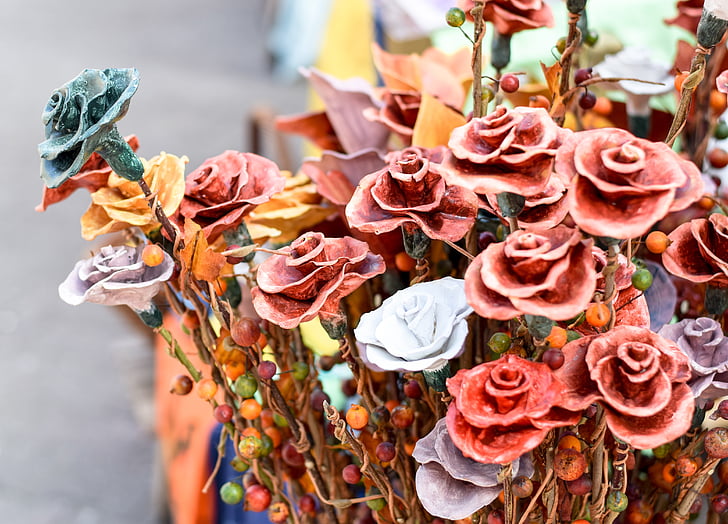 blommor, Orange, dekoration, keramik