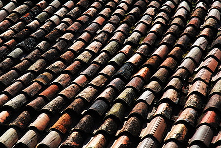 tetto, mattonelle, Europa, occidentale, rosso, in una riga, grande gruppo di oggetti