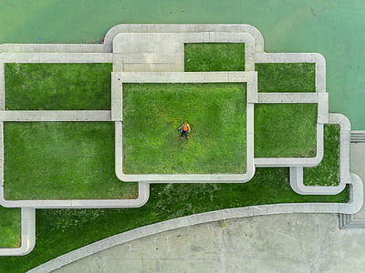 zelena, trava, polje, arhitektura, ljudi, sama, iz zraka