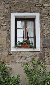 Fenster, alt, Romantik, Architektur, Wand, Stein