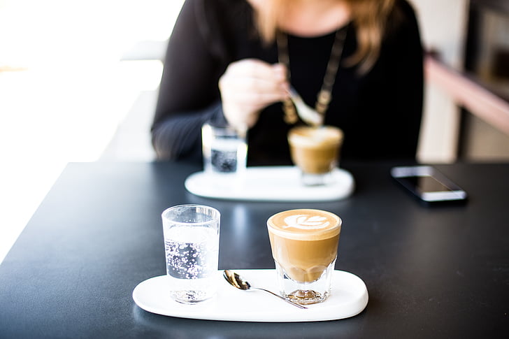 Espresso, kohvi, valge, keraamika, plaat, latte, Art
