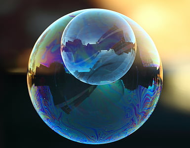 Мыльный пузырь, красочные, Зеркальное отображение, поплавок, шарики, Радужный, большие