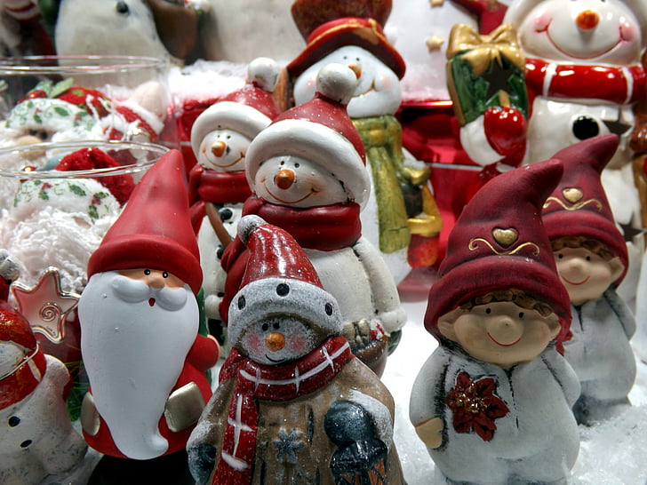 santa claus, Santa, muñeco de nieve, decoración, juguete, Navidad, celebración
