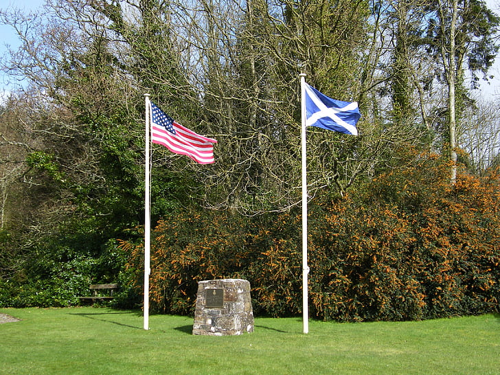 Skottland, John paul jones, födelseplats, Memorial, oss flagga, skotska saltire, flagga