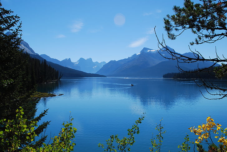 Canada, søen, blå, bjerge, natur, skov, British columbia