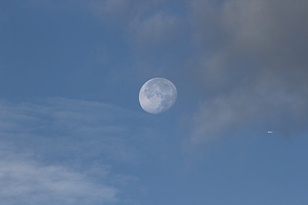 Luna, cielo, azul, Luna llena, naturaleza, nube