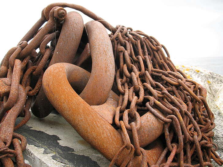 rovellat, cadenes, Rusted, cadena de ferro, mobles, enllaços de la cadena, ferro