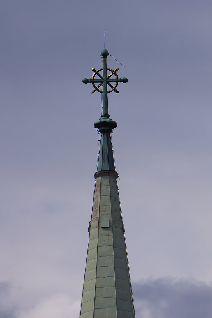steeple, cross, i brought the thunder, top, roof, architecture, church