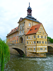 Bamberg, arkitektur, historiske, vann, elven, landemerke, Bridge