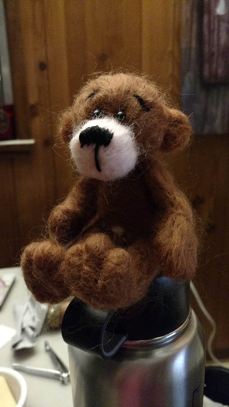 Teddy, beruang, jarum felting, mainan, boneka beruang, coklat