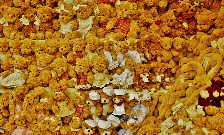 teddy, bear, toy, cute, brown, animal, fluffy