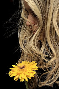 model, exposure, yellow, flower, young model, fiction, photography