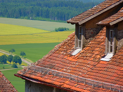 toit, brique, toit de maison, pour toiture, rouge, maison, architecture