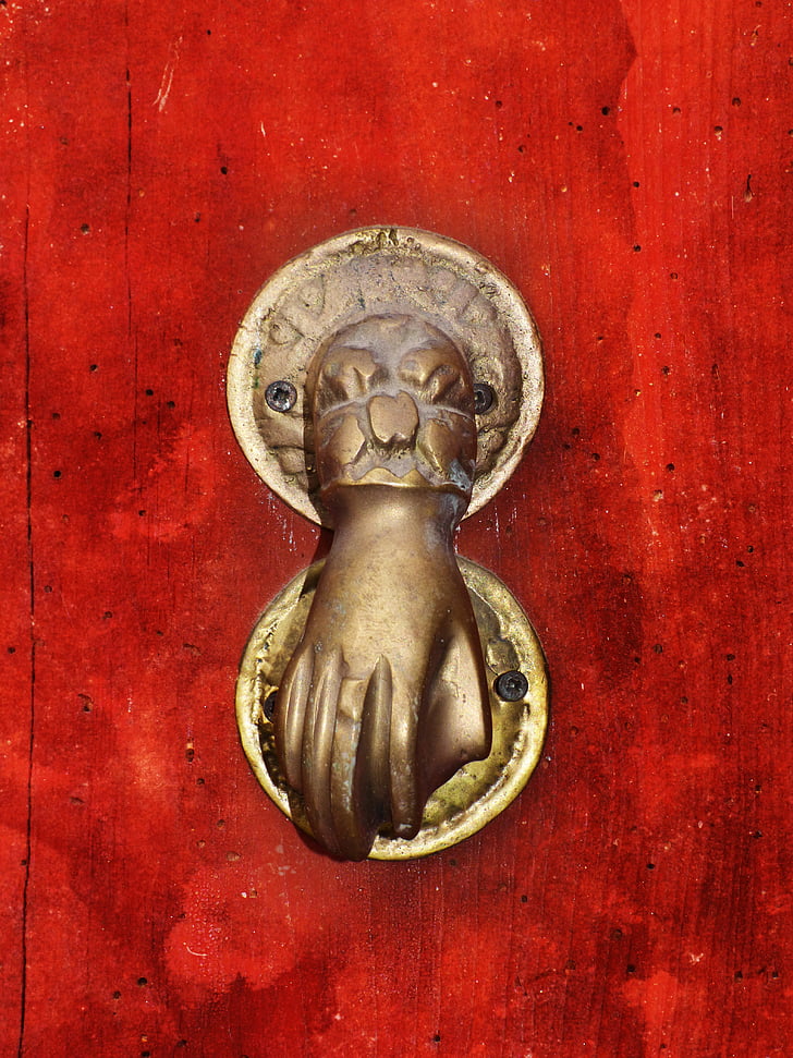 Passepartout, bronze, porta, chamada, Knock, knock, velho