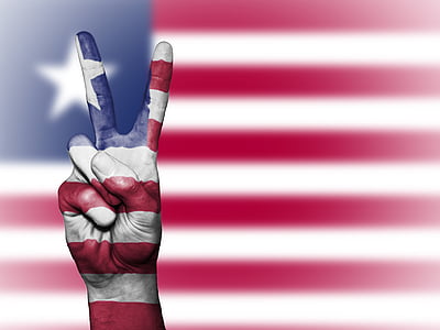 Liberia, fred, hånd, nasjon, bakgrunn, banner, farger