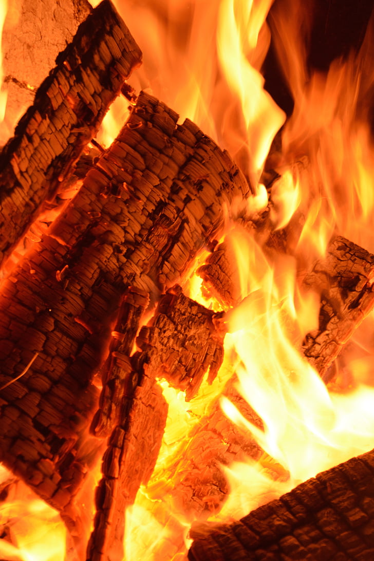 fire, heiss, embers, burn, hot, heat, campfire