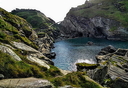 Bay, Cove, kliffen, rotsen, zee, kust, Cornwall