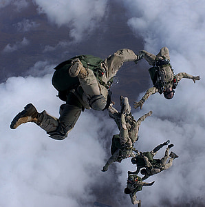 parachutisme, sauter, haute altitude, Halo, tomber, parachutisme, militaire