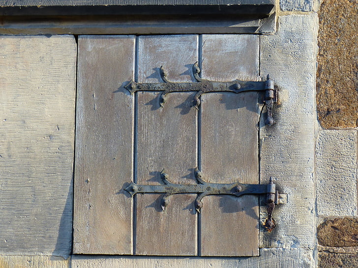 pintu kecil, pintu tua, Fitting, kayu, lama, pas, logam