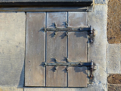 petite porte, vieille porte, accessoires, bois, vieux, ajustage de précision, Metal
