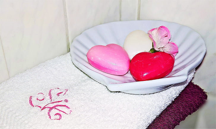 soap, guest soap, heart, soap dish, shell, guest hand towels, hand washing