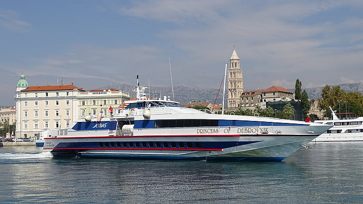 perahu motor, kapal pesiar, Kroasia, Motor, kapal, Split, kota tua