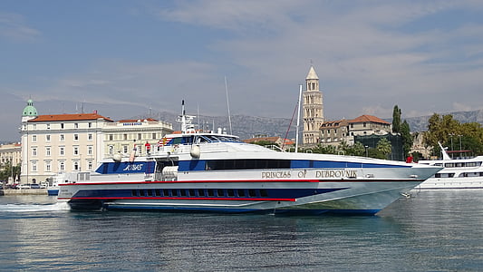 speedboot, jacht, Kroatië, Powerboat, schip, Split, oude stad