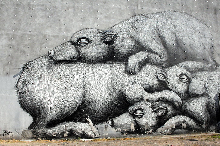γκράφιτι, Βαρσοβία, χρωματισμένος τοίχος, ετικέτα