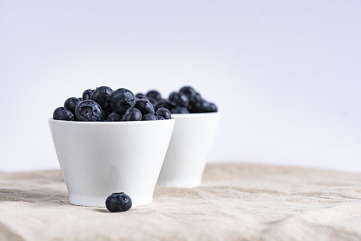 berries, blueberries, bowls, food, fruits