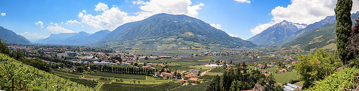 holiday, italy, south tyrol, meran, panorama, landscape, mountains