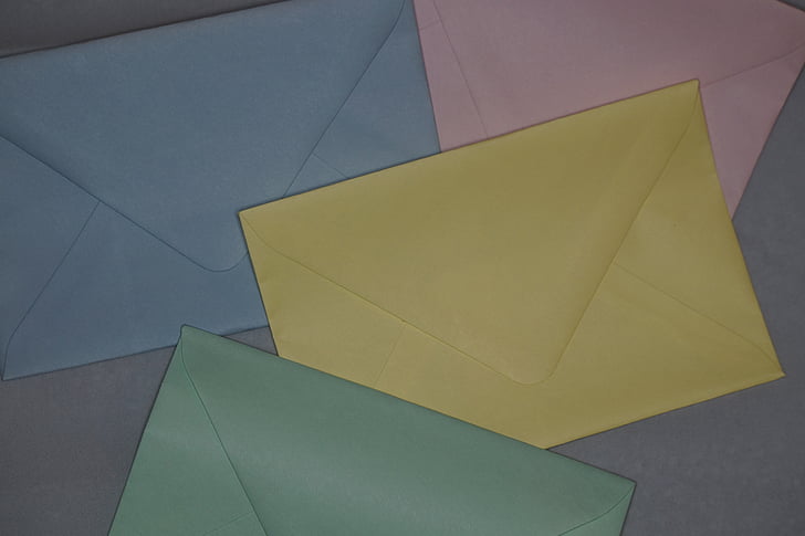 fargerike, pastell, pastellfarben, konvolutter, bokstaver, innlegg, konvolutt
