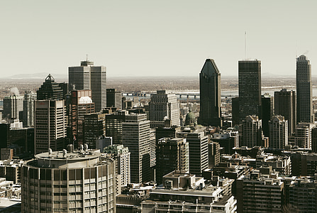 Montreal, skyline, stad, stad, wolkenkrabbers, hoge stijgingen, het platform