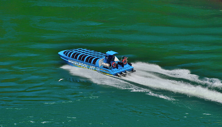 blauw jet boot, versnellen, Niagara River, toeristische attractie, snelle actie
