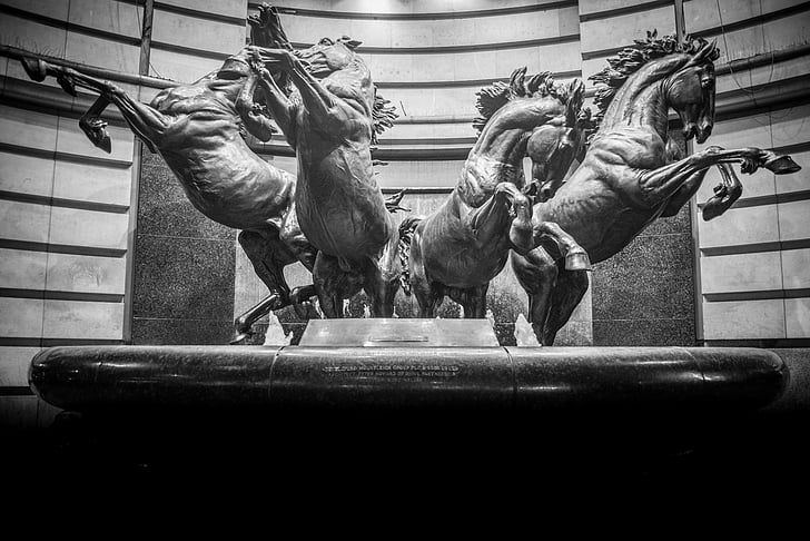 statue de, chevaux, sculpture, monument, architecture, l’Europe, point de repère