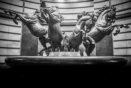 statue, horses, sculpture, monument, architecture, europe, landmark